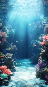Sunlit coral canyon invites a gentle underwater daydream