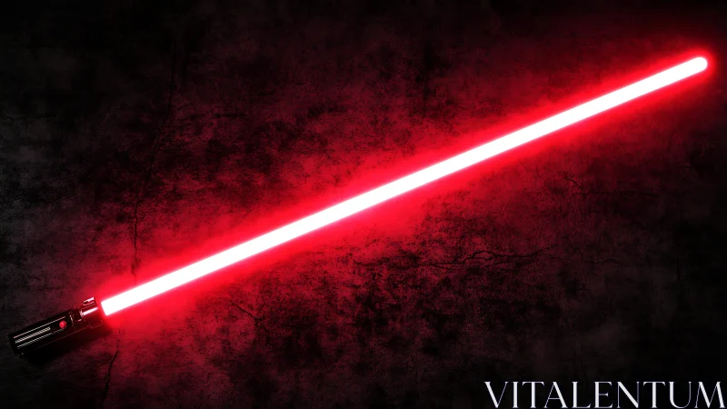 Red plasma blade prop with glowing hilt on textured dark ground