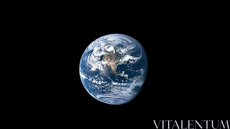 Earth is viewed from space with visible continents and clouds