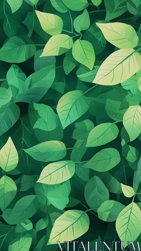 Layered green foliage pattern creates dense leafy canopy