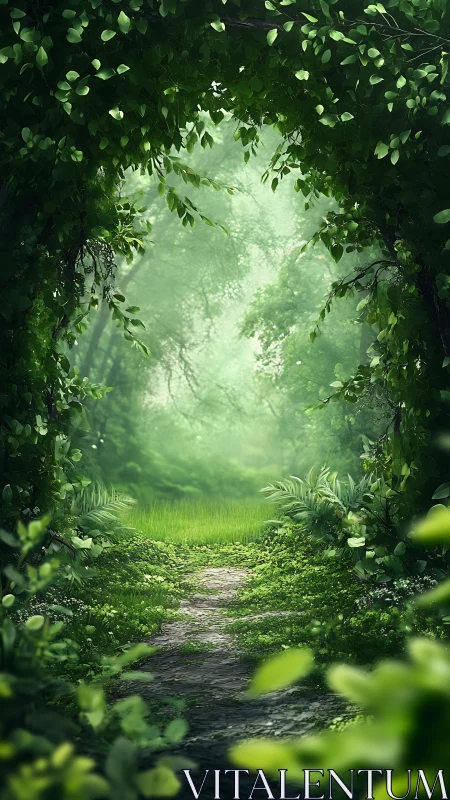 Forest Canopy Tunnel with Volumetric Light Atmospheric Scattering Effects