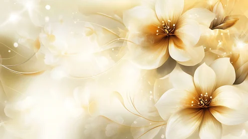Luxurious Golden Blooms Dancing in Ethereal Light