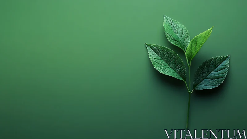 High-resolution green leaf cluster with detailed vein topology