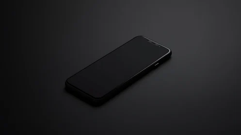 Black Smartphone on Dark Surface. Minimalist Device Display.