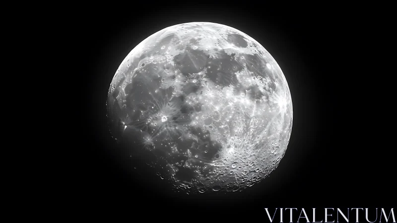 Luminous moon surface glows against deep black space.