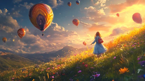 Digital scene shows balloons above hillside with single figure