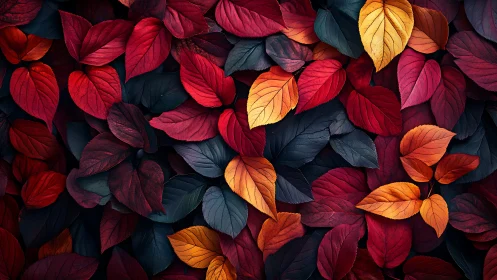 Crimson dusk leaves weave a glowing autumn dreamfield.