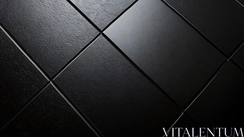Matte black diagonal tiles with high-contrast surface relief.