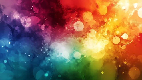 Color-splashed dreamscape swirling through soft light and mist.