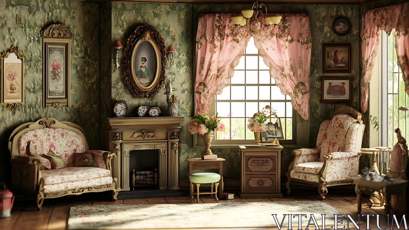 Velvet afternoon parlor soaked in rose-tinted nostalgia.