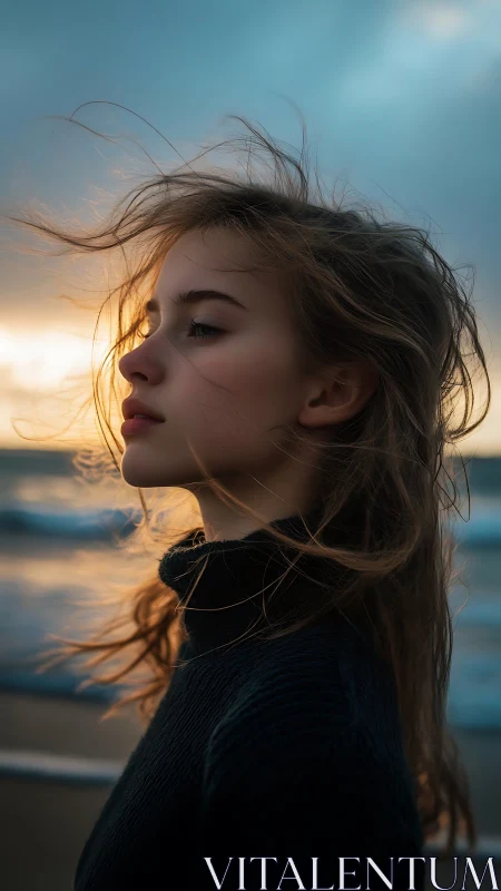 Sunlit shoreline portrait captures quiet windswept reflection