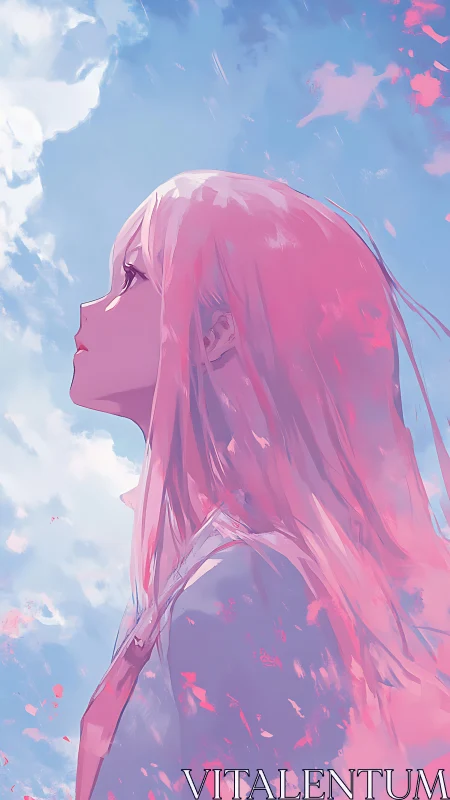 Skyward daydreamer drenched in cotton-candy sunrise hues.