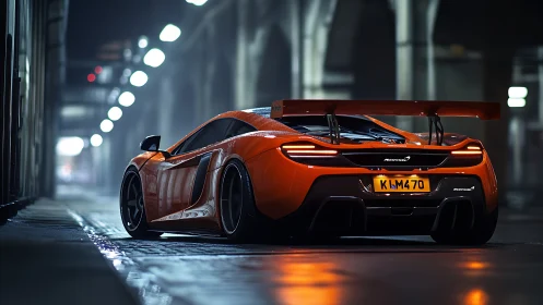 Neon alley supercar waits like a prowling ember nightfox.