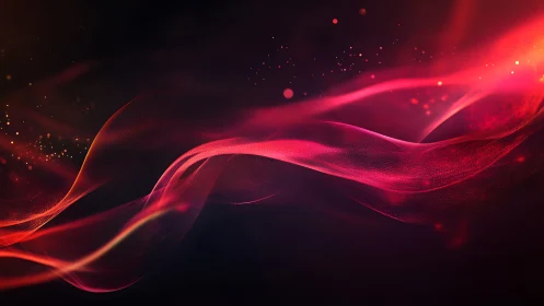 Luminous Red Waves Dancing Across Dark Digital Space