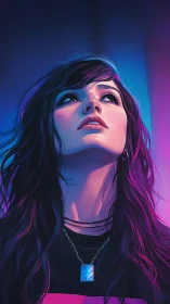 Neon portrait study in vertical cyberpunk gradient lighting.