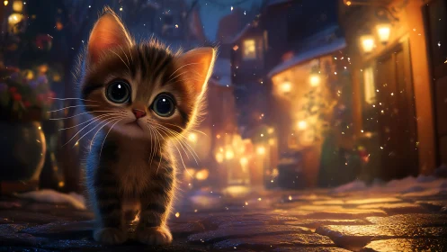 Adorable Kitten Discovers a Magical Winter Wonderland