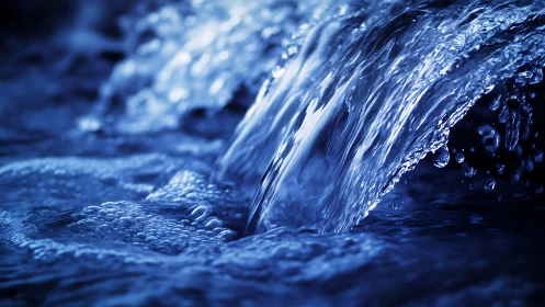 Midnight waterfall rush with hypnotic sapphire ripples.