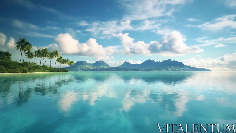 Peaceful tropical island with mountain views and turquoise waters