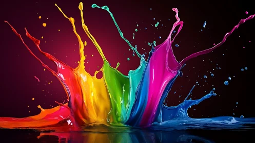 Colorful splash symphony leaping across a dark canvas.
