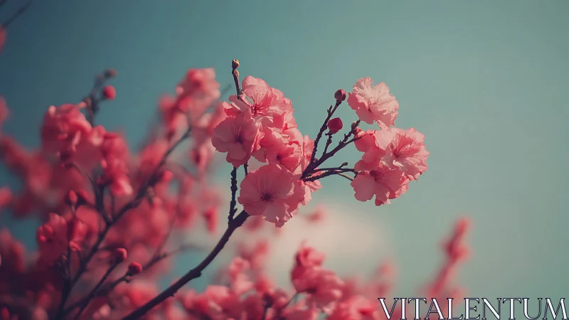 Pink Carnation Blossoms Against Clear Turquoise Sky