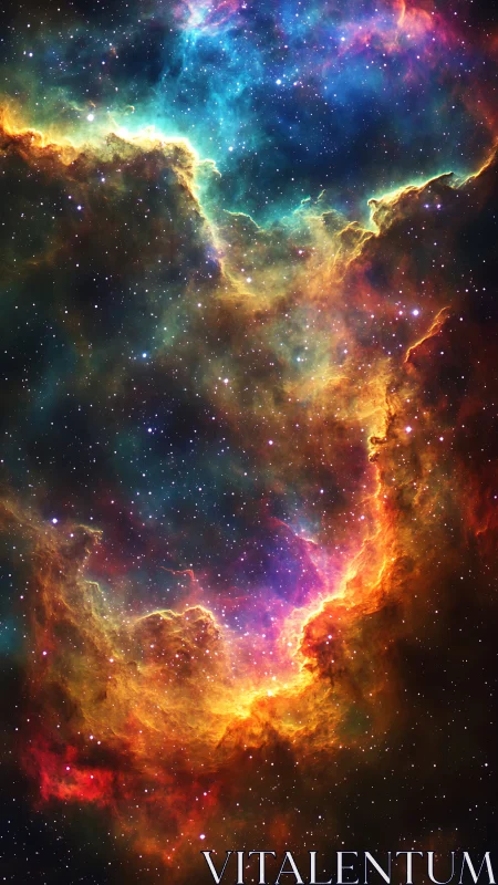 Multicolor emission nebula plume with dense stellar field