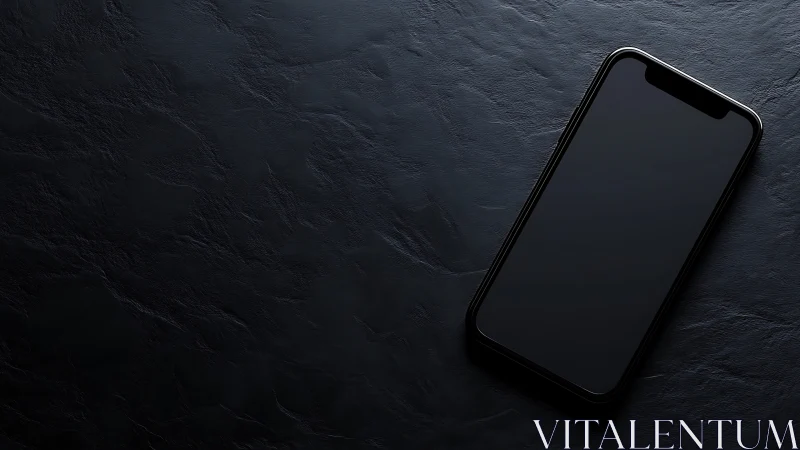Minimalist Black Smartphone on Textured Dark Surface