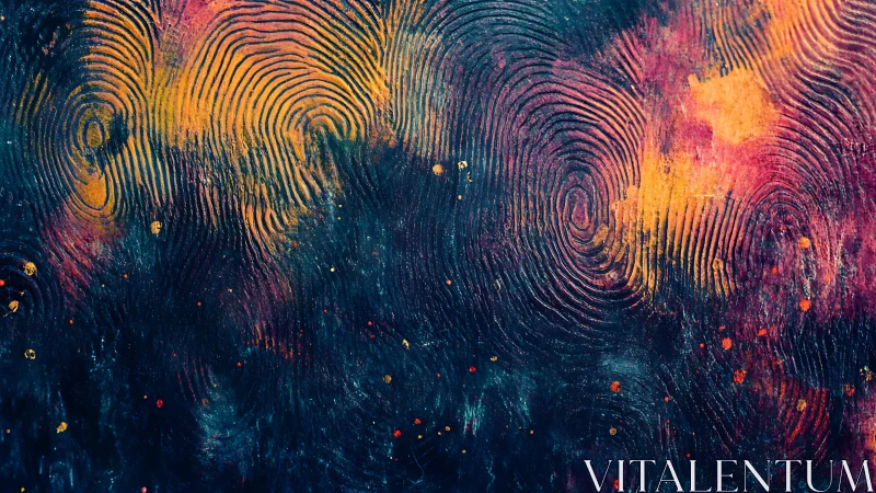 Cosmic fingerprints swirling through glowing night color.