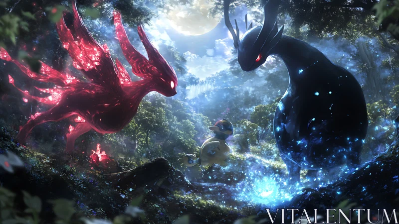 Luminous forest duel lets moonlit spirits argue in color