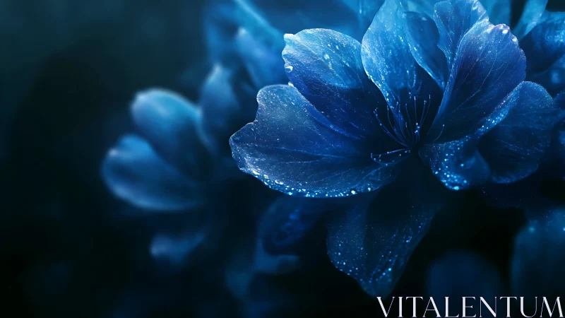 Hydrophobic Blue Flowers With Dewdrop Crystalline Formations