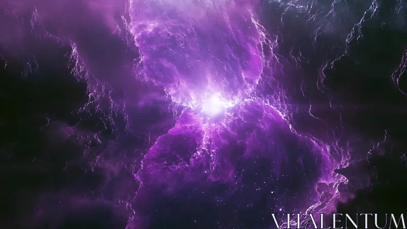 Violet cosmic nebula erupts around a radiant stellar core