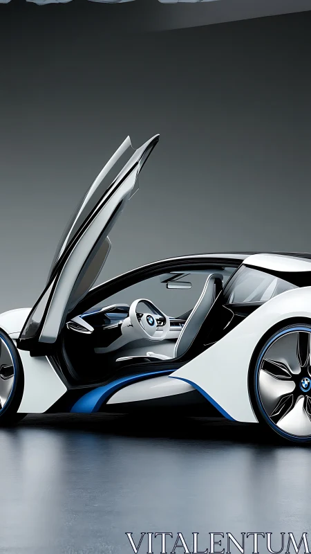 Gullwing future coupe poised like a chrome-feathered falcon.