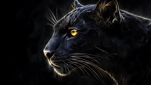 Black Panther's Golden Gaze: A Portrait of Power.