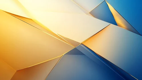 Geometric Abstract Art with Gradient Yellow and Blue Tones.