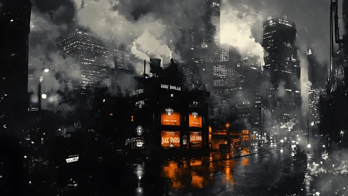 Neon embers smolder through a rain-soaked noir city night.