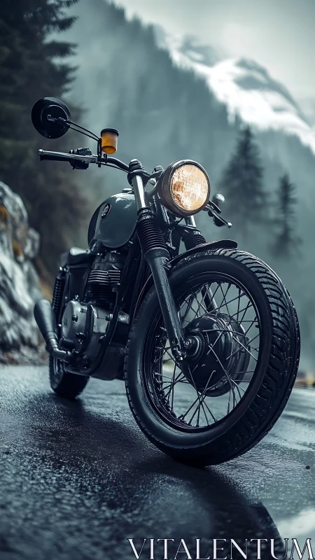 Midnight cafe racer waits for storms to clear the summit road