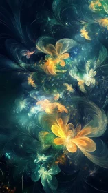 Glowing dreamlike butterflies drifting through starlit color.