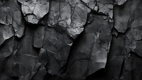 Charcoal rock wall texture with fractured matte surfaces.