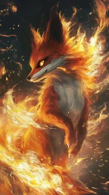 Foxfire sovereign rises, sculpted in roaring golden flame.