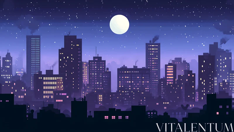 Moonlit lavender skyline hums through sleepless window grids.