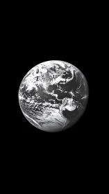 Monochrome Earth satellite composite isolates cloud dynamics sharply