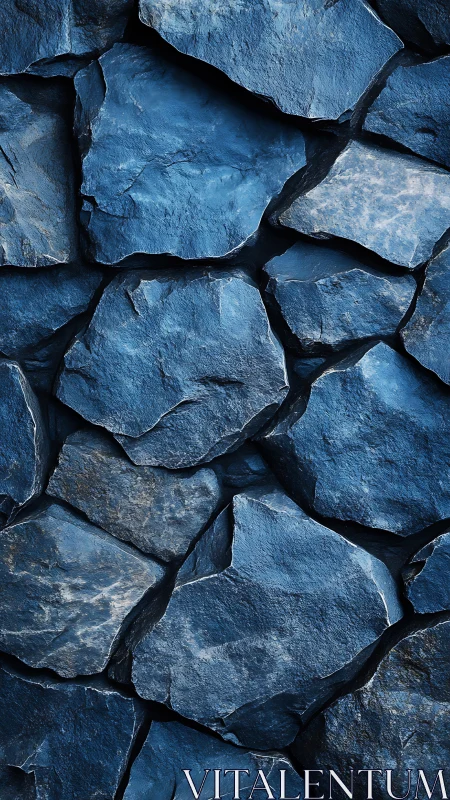 Moody blue stone wall with layered rugged texture detail.