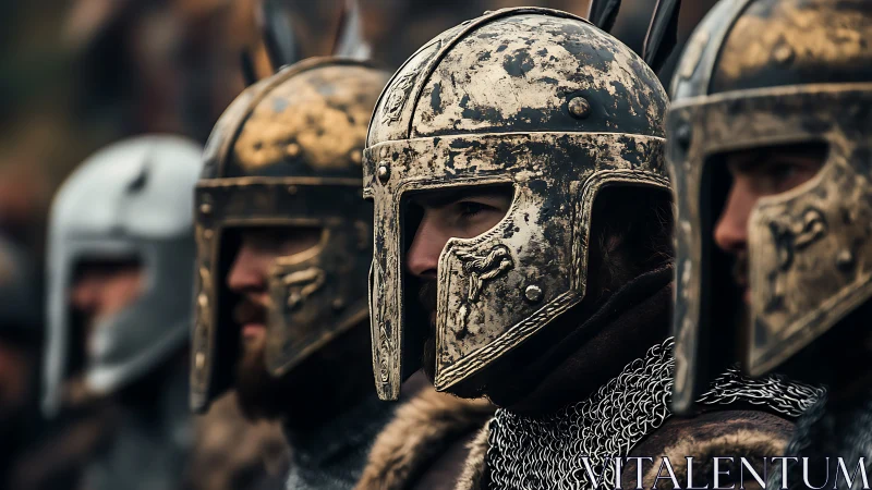 Weathered warriors waiting in line, steel helmets gleaming.