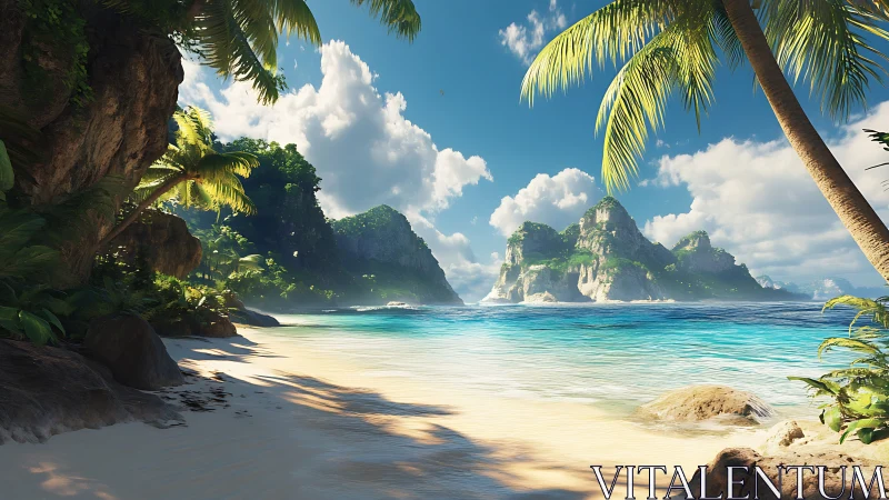 Tropical Paradise Beach. Limestone Islands, Turquoise Waters.