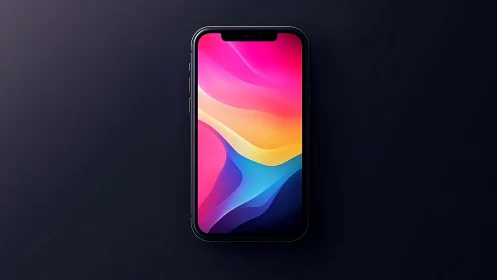 Smartphone With Vibrant Gradient Wallpaper Design.