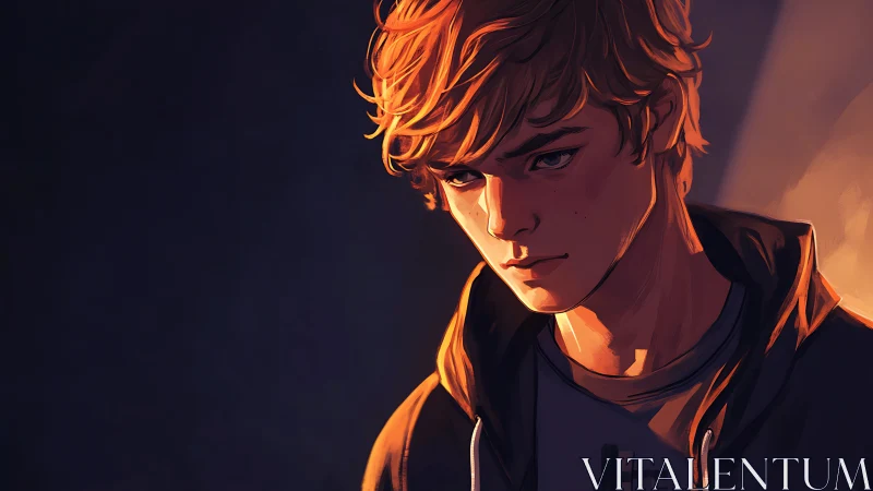 Moody portrait of a pensive teen in dramatic sunset light.