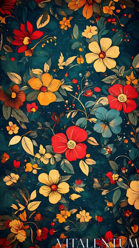 Celestial Garden: Blooming Constellations on Teal.