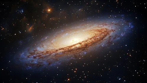Edge-on barred spiral galaxy with luminous dust lanes and starburst core