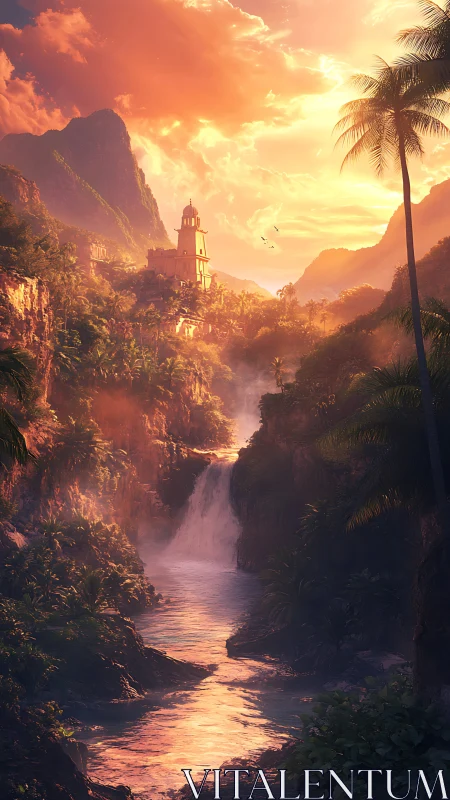 Golden Valley: A Temple's Sunset Paradise