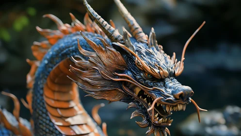 Fierce bronze-scaled dragon coils with vivid, lifelike energy