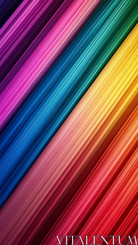 Diagonal rainbow highways streak boldly through digital dusk